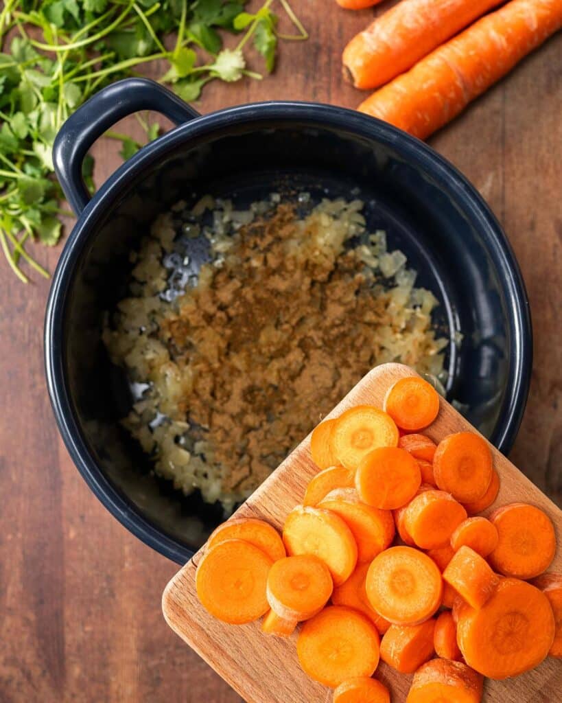 add the carrots for the soup. Image by Jaz Kitchen