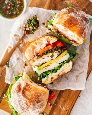 Chimichurri chicken sandwich. Image by Jaz Kitchen
