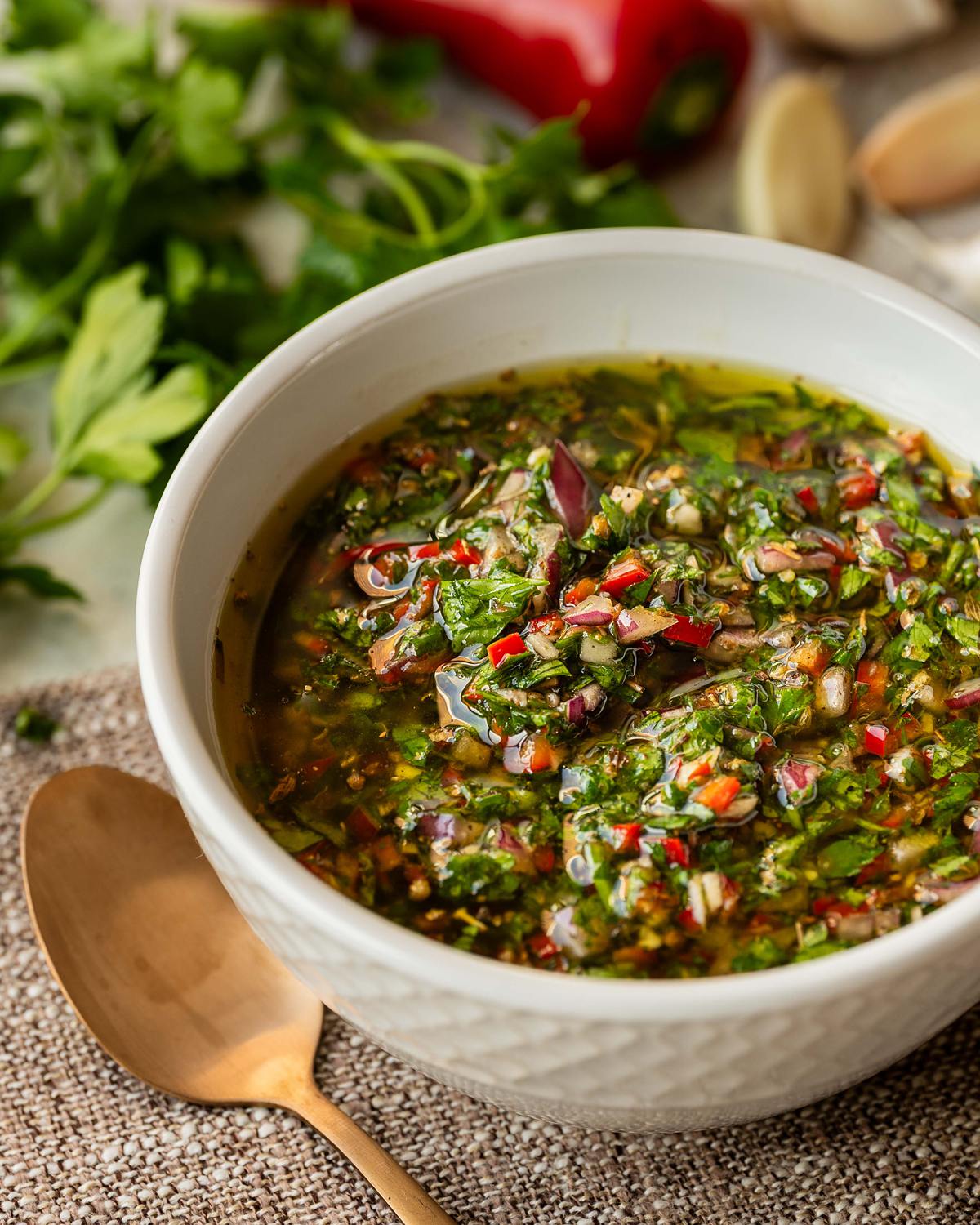 Our chimichurri sauce is such an easy recipe, but is sure to delight everyone who tries it! Serve with grilled meats, use as a marinade or drizzle over salads for unmissable yum! Recipe by Jaz Kitchen