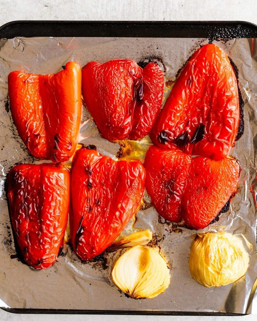 roasted red peppers and onions. Image by Jaz Kitchen