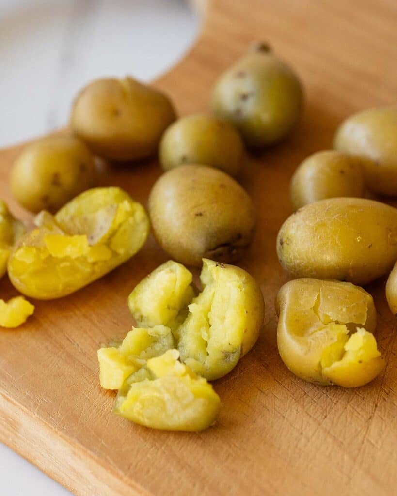 Before roughly smashing them to break open, then air fry. Recipe by jaz kitchen