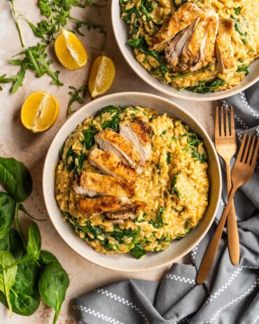 Our lemon chicken orzo pasta is a super quick and simple meal, perfect for midweek family dinners, ready in just 30 minutes! It is packed with delicious zesty lemon flavour, crispy chicken and an irresistible creamy risotto-like orzo. Recipe by jaz kitchen