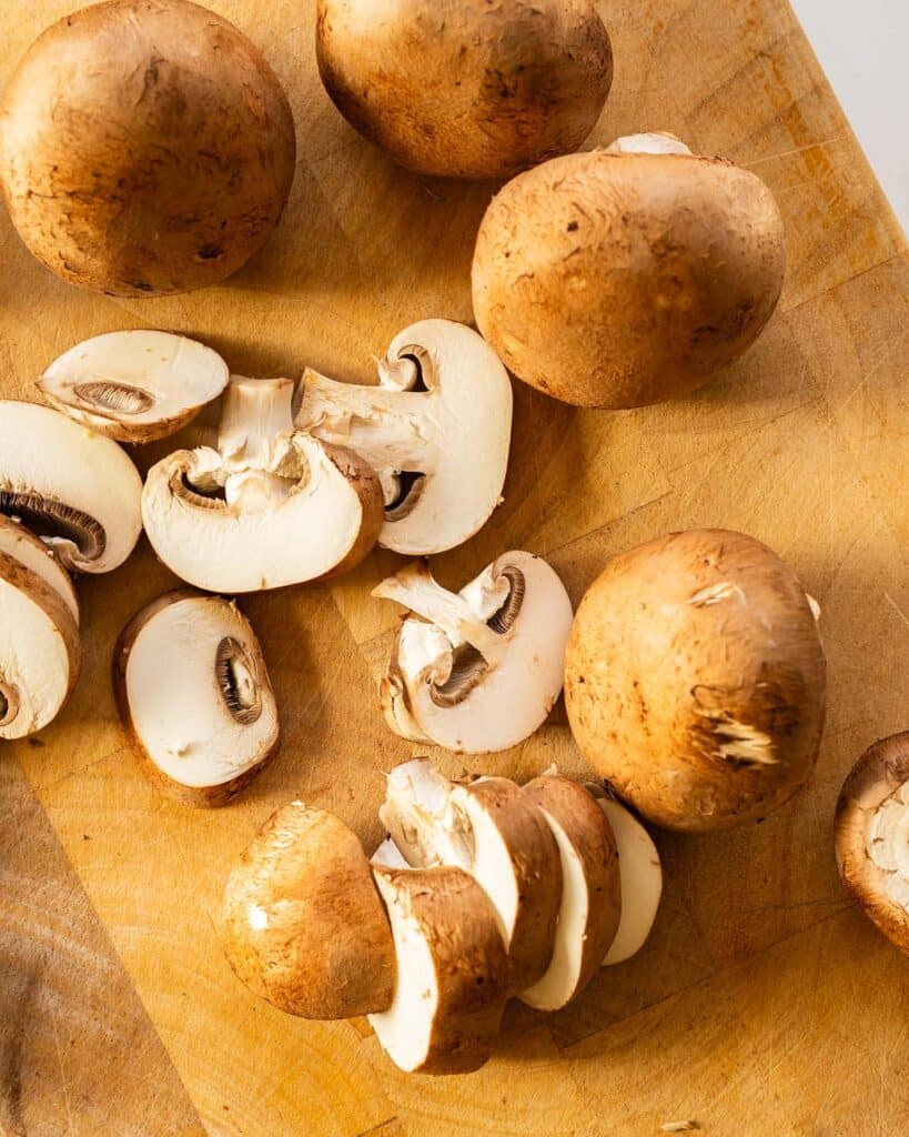 chopped chestnut mushrooms.  Image by Jaz Kitchen