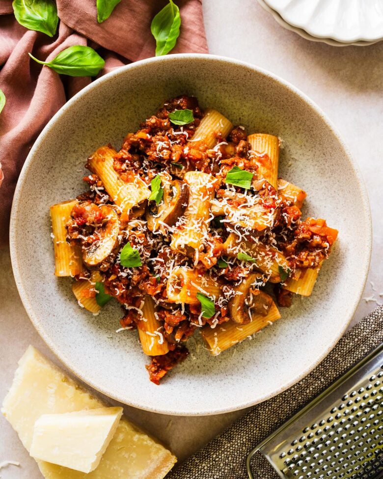 sausage and mushroom ragu. inspired by Italy. Image by Jaz Kitchen