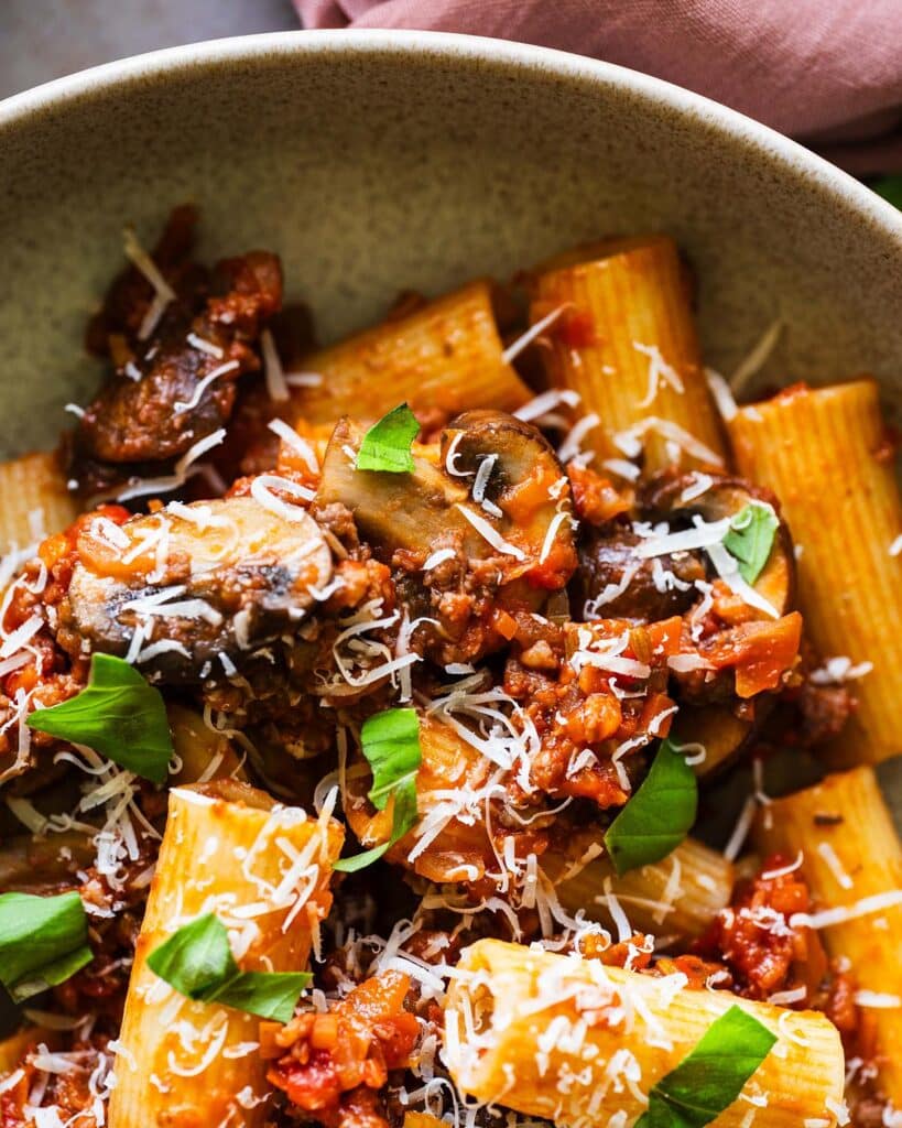 sausage and mushroom ragu. inspired by Italy. Image by Jaz Kitchen