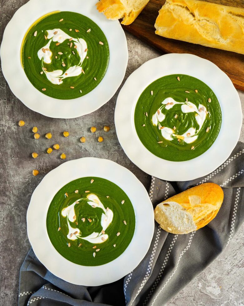 Our chickpea and spinach soup is hearty and comforting, a perfect quick meal. Serve with crusty bread or croutons. Recipe by jaz kitchen
