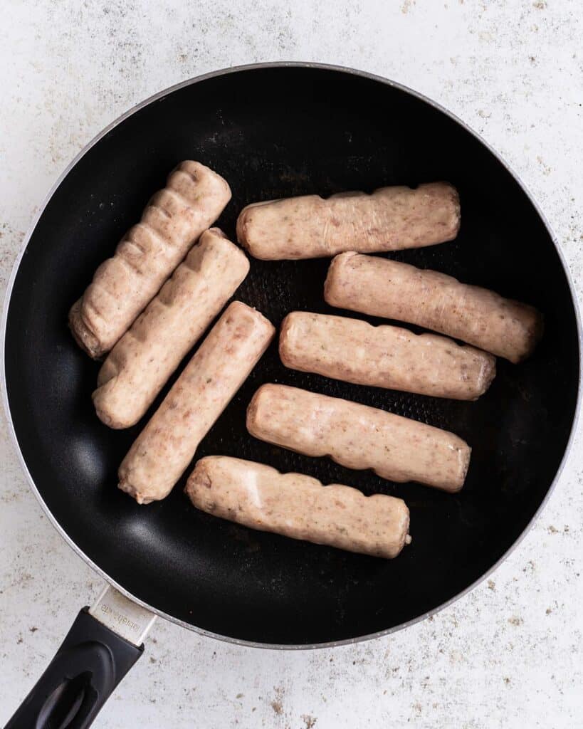 Pan fry the sausages...