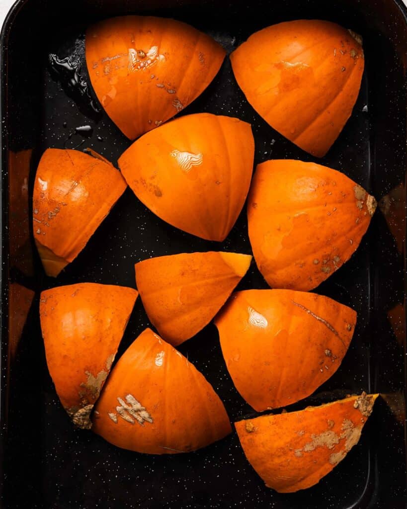 cooking pumpkin wedges. Image by Jaz Kitchen