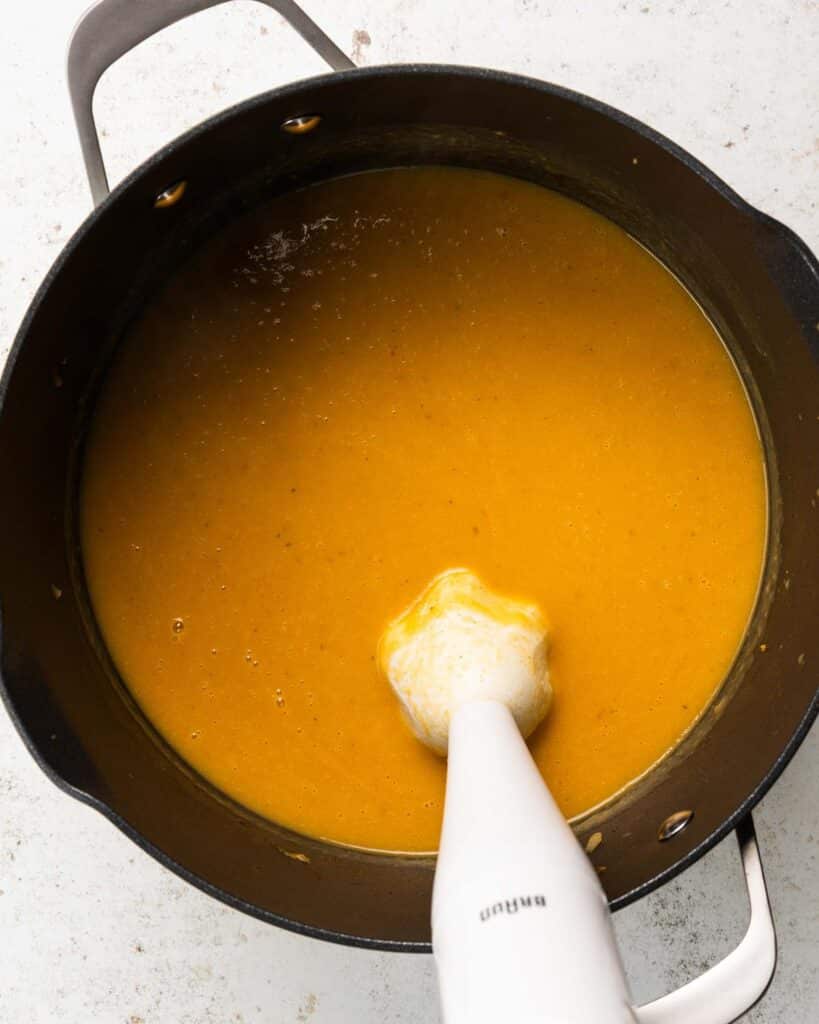 Blended pumpkin soup. Image by Jaz Kitchen